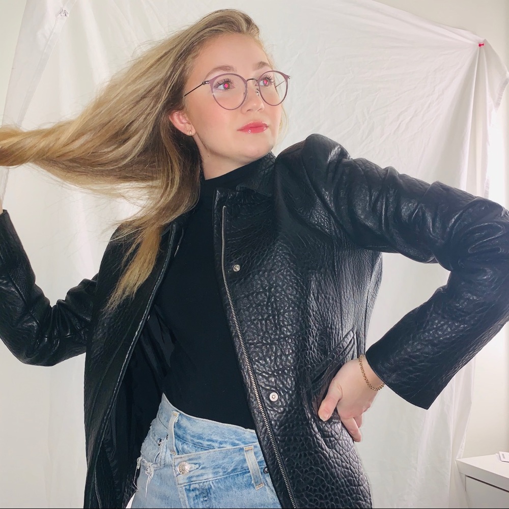 CARVEN PEBBLED LEATHER JACKET